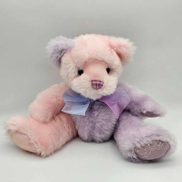 First & Main Teddy Bear Plush CAITLYN Pink & Lavender Stuffed Animal Toy 1684 8" - Picture 1 of 12